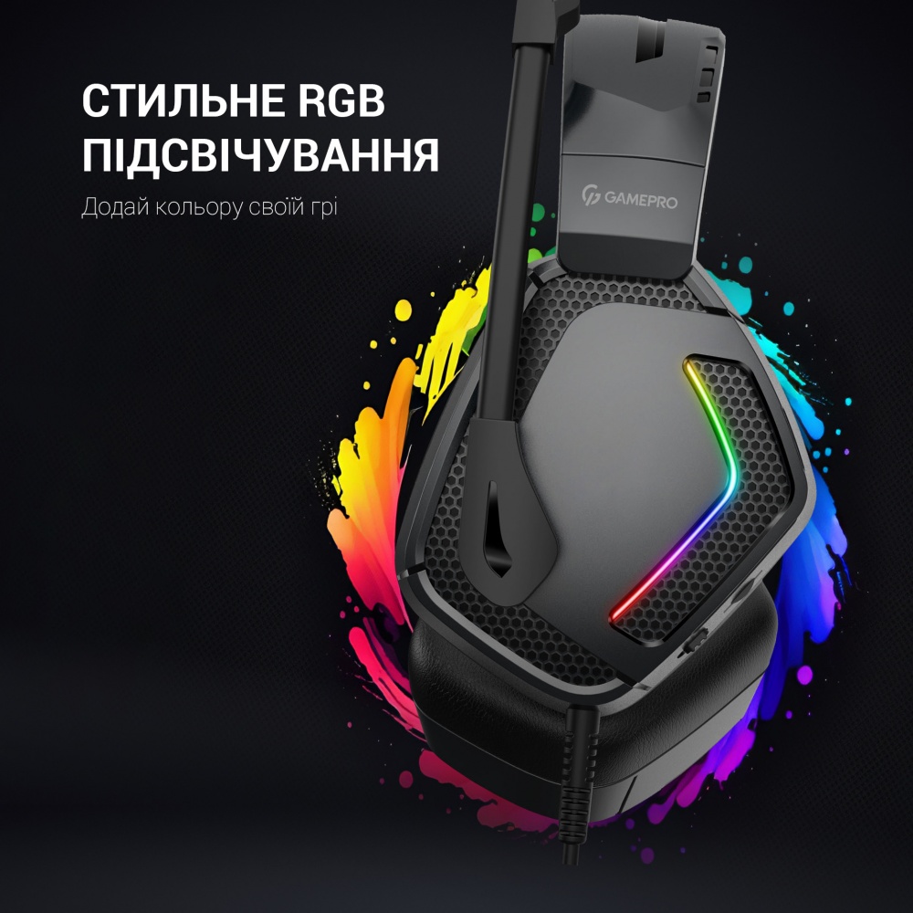 Гарнітура ігрова GamePro HS605 RGB black (HS605)