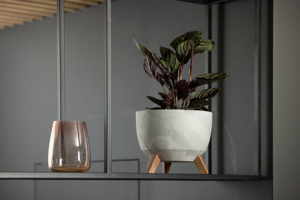 Вазон пластик ROMA круглий сірий бетон 5,1 л Ламела (9707973)