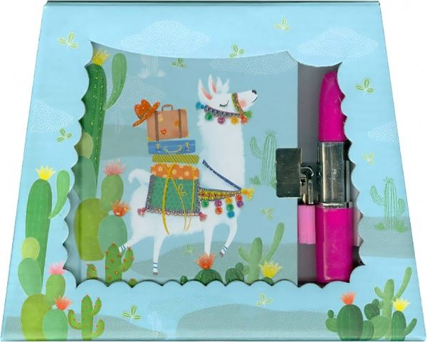 Блокнот детский Лама на замке с ручкой-помадой Malevaro
