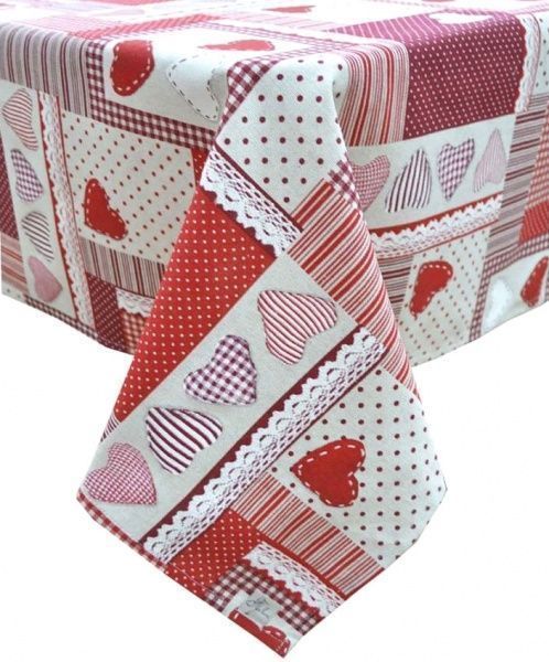 Скатерть Кружево 136x180 см красный с белым Прованс 