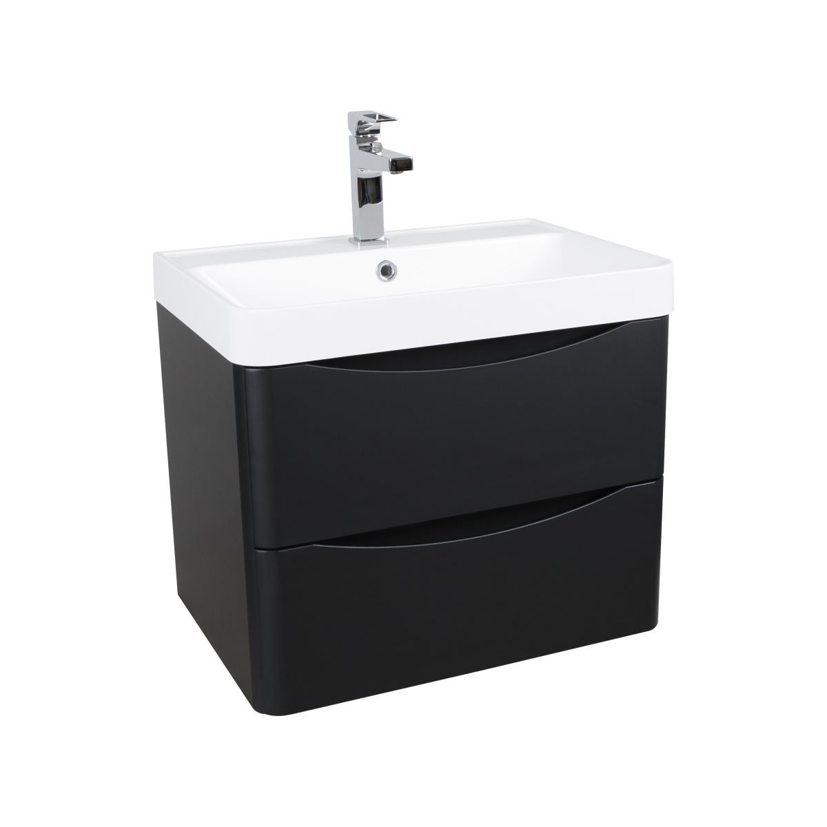 Тумба консольна Aqua Rodos Vista Black-Matt з умивальником Deep 60 см — фото 1