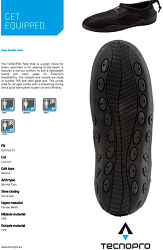 Шлепанцы TECNOPRO Pepe M with mesh 187380-050 EUR 46 черный