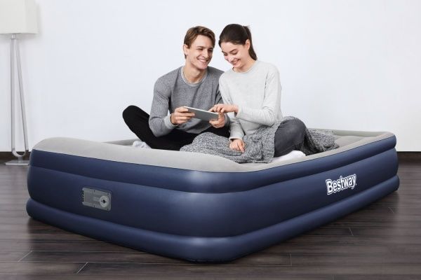 Матрац надувний Bestway Tritech Airbed Twin з вбудованим подвійним електронасосом 203х46 см сірий/синій