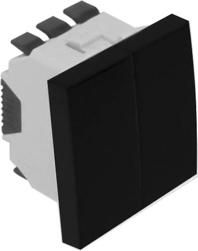 Выключатель перекрестный двухклавишный Efapel Quadro без подсветки 10 А черный матовый 4605012 SPM