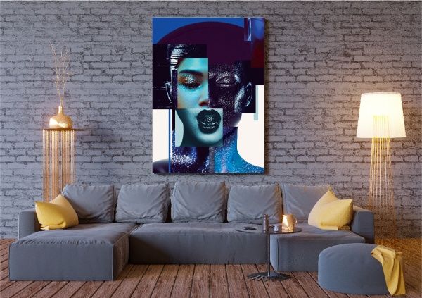 Декор настенный Девушка коллаж 59,4x42 см черно-белый 