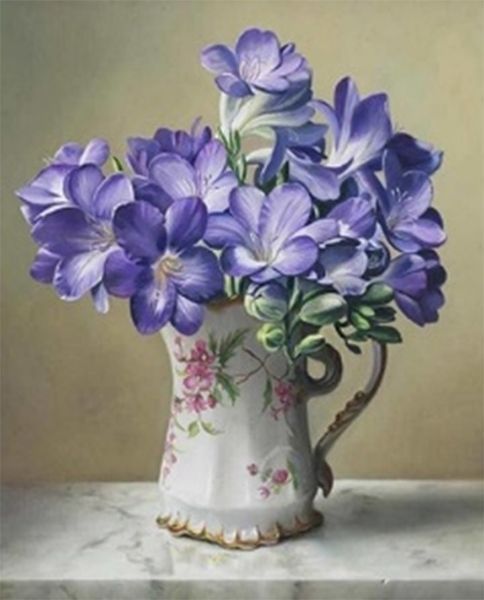 Набір для творчості зі стразами на підрамнику Блакитні квіти 30х40 см Діамантові ручки 