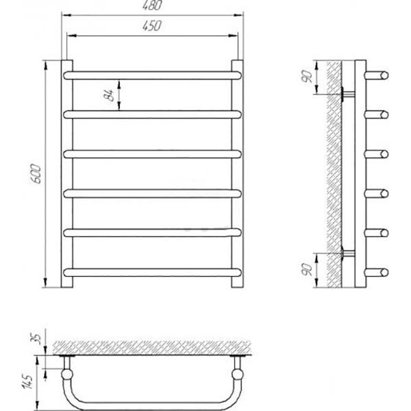 Полотенцесушитель электрический Evro-Termo Шарм П6 450х600 Левое подключение
