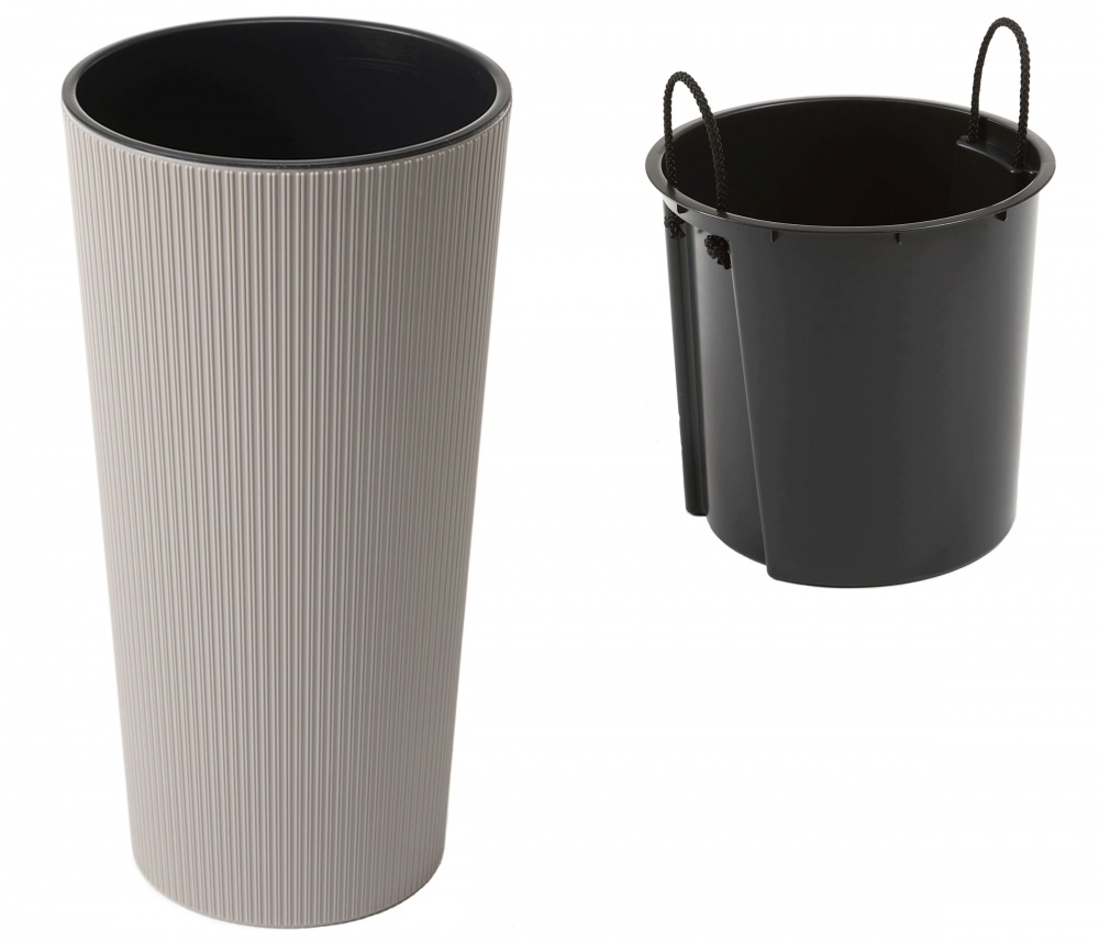 Вазон пластик LILIA jumper круглий сіро-коричневий 12,5 л Ламела (9448654)