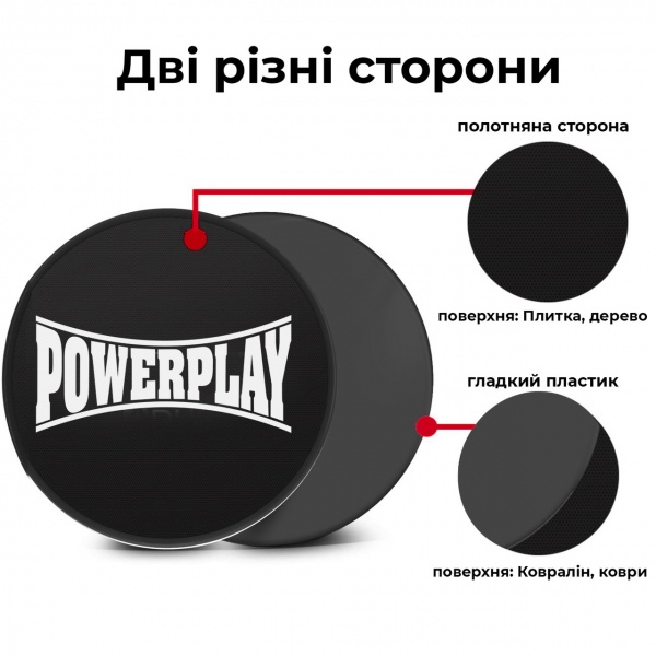 Фітнес-диск для глайдингу PowerPlay 4332 чорний 2 шт. 