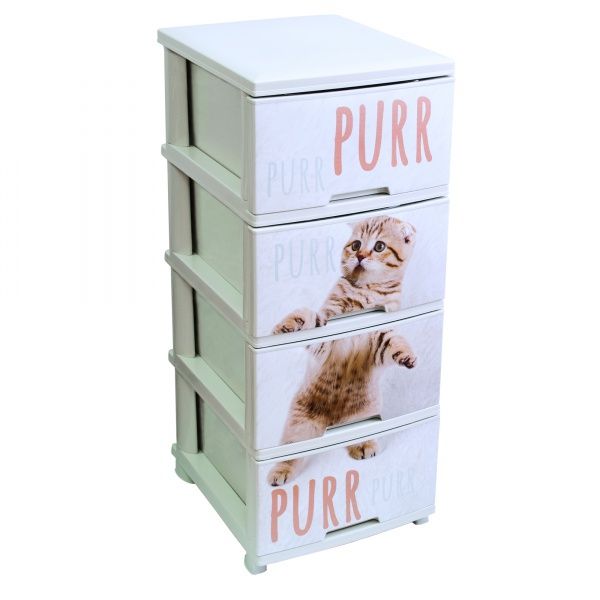 Комод универсальный Vivendi CAT на 4 ящика кремовый 940x450x390 мм