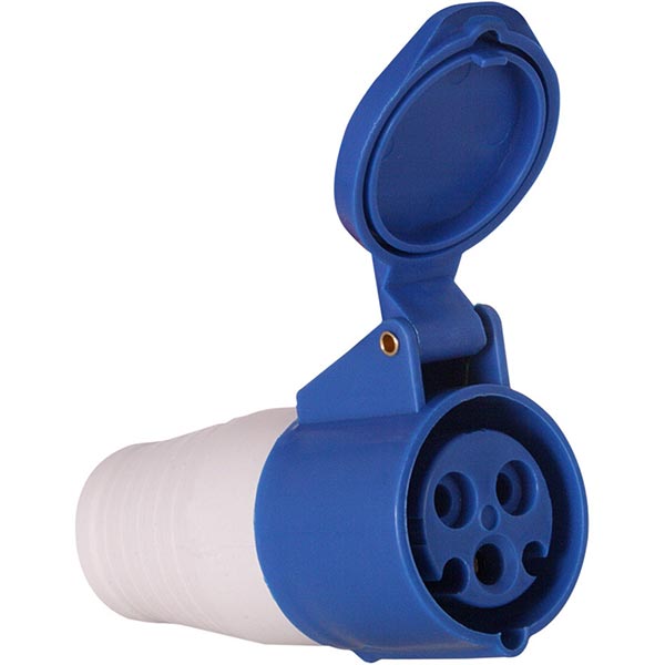 Розетка силова із заземленням  TAREL (e.socket.pro.3.16) 2p+PE (213) білий із синім p012016