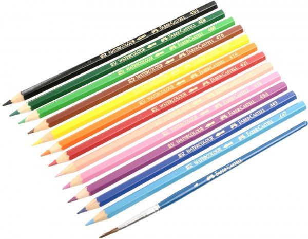 Олівці кольорові акварельні з пензликом Faber-Castell 12 шт.