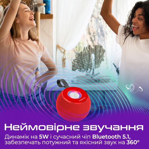 Акустична система Promate 1.0 red Juggler 5W