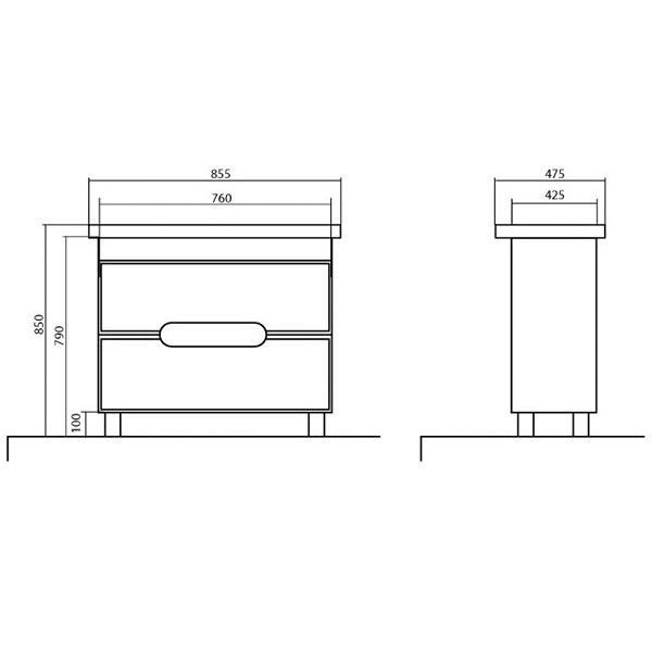 Тумба напольная Aqua Rodos Бостон 95 с умывальником Порто 95 см белая