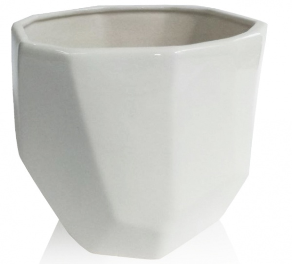 Кашпо керамічне 13x13x12 см фігурний 0,7 л білий (205-12) 