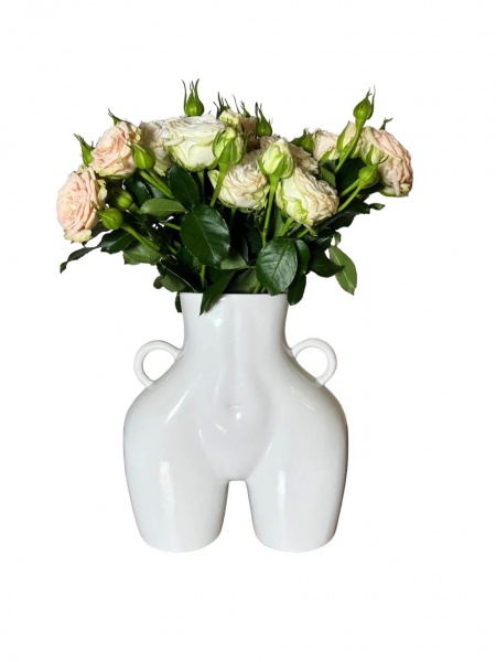 Ваза керамическая Nana ceramics Ким 25 см белый глянец 