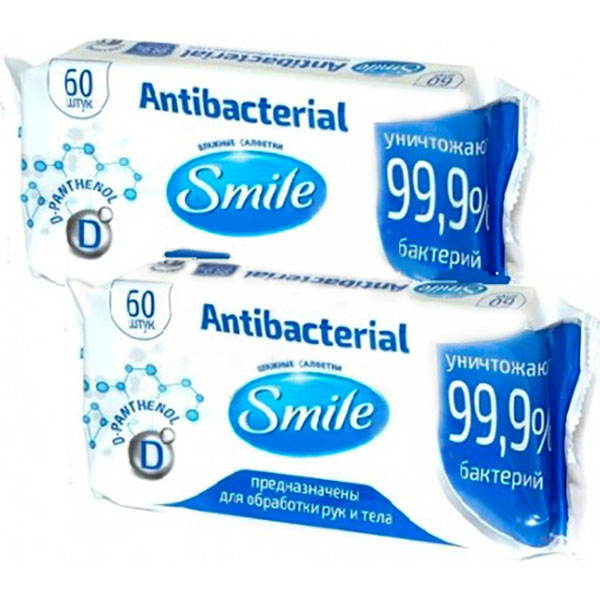 Влажные салфетки Smile с Д-пантенолом Antibacterial набор (42112702)