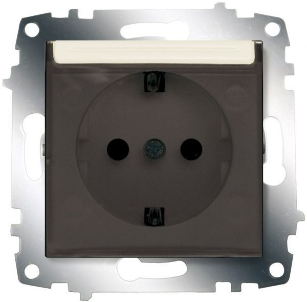 Розетка із заземленням ABB Cosmo без шторок з кришкою кремовий 619-010300-218