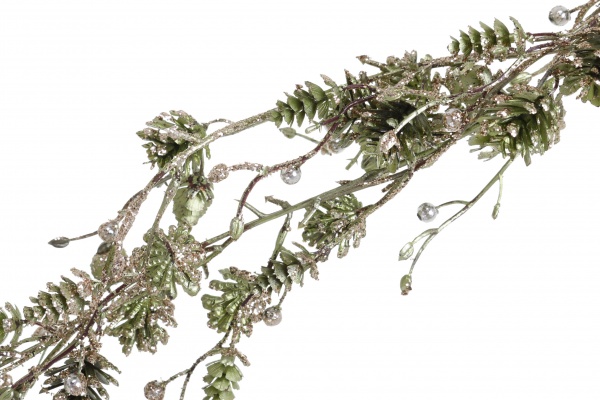 Декорація новорічна Гілка спадає з шишками 60 см EPI-17A3869 