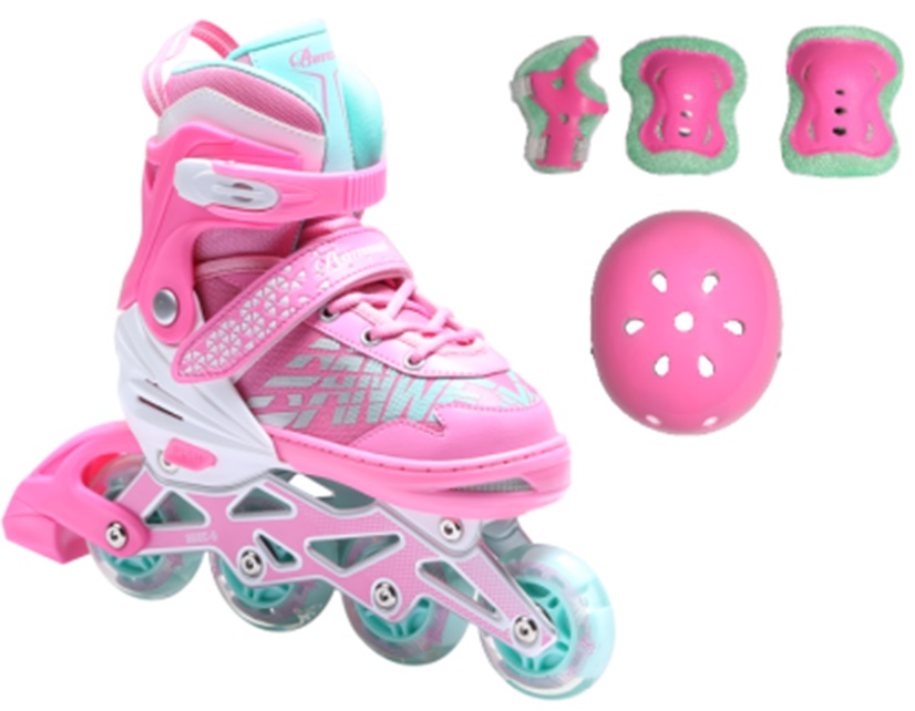 Роликовые коньки Shantou со снаряжением ABEC-7 р. 35-38 розовый