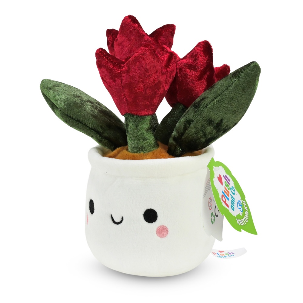М'яка іграшка Plush and Co Квітоньки тюльпан 10х10х20 см червоний із білим PLC25051