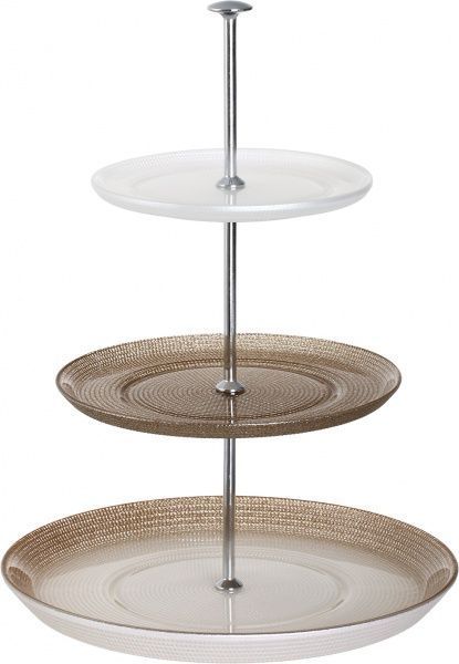 Фруктовниця триярусна 28-21-17 см срібно-біла Arda Cam 