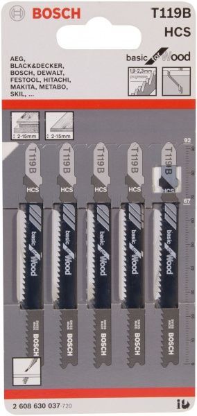 Пилка для електролобзика Bosch T119B 5 шт. 2608630037