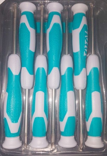 Набор отверток Total для точных работ 7 шт. SL 2.0 / 2.5 / 3.0 PH 00 / 0 T 6 / 8×50 мм THT250726