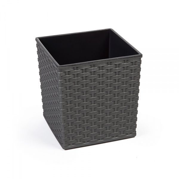 Горшок пластиковый Ламела Юка 400 квадратный 6,6 л графит 