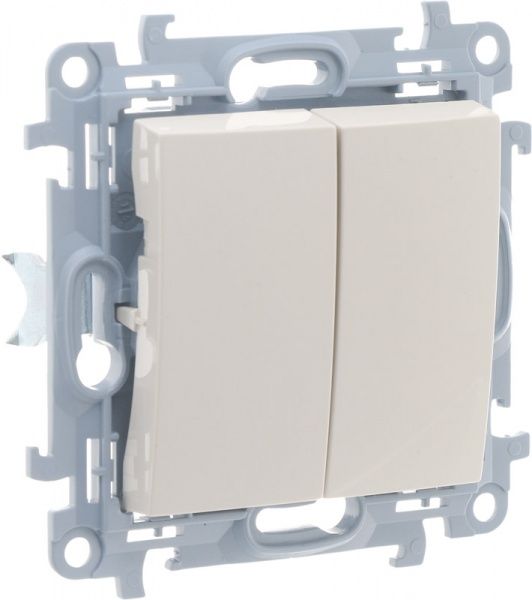 Выключатель двухклавишный Simon 10 без подсветки 10 А 250В кремовый CW5.01/41