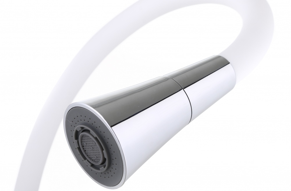 Смеситель для кухни ScandiSPA с гибким изливом 2 режима белый