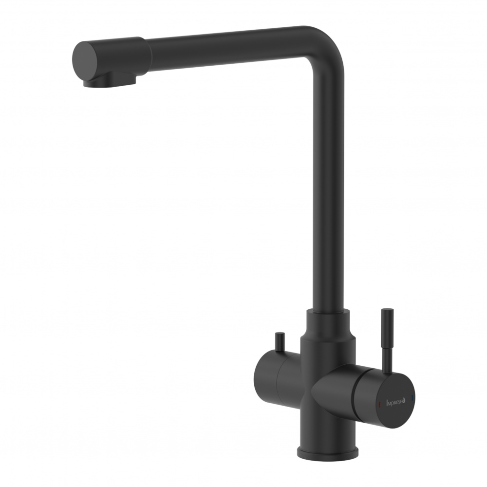 Смеситель для кухни Imprese ARGO-S f03409016JB, с подключением для питьевой воды, чорный матовый