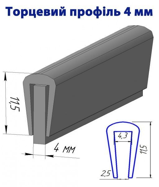 Профіль торцевий П-профіль 4 мм 2 м білий