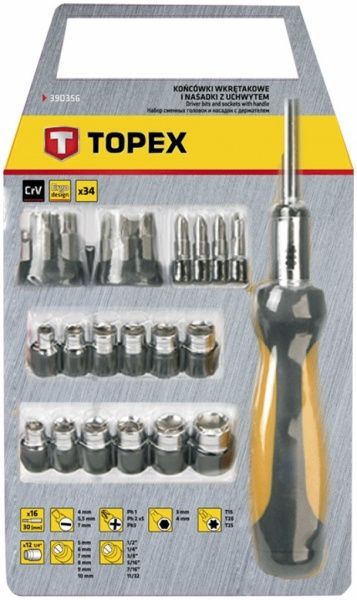 Викрутка зі змінними насадками Topex  39D356