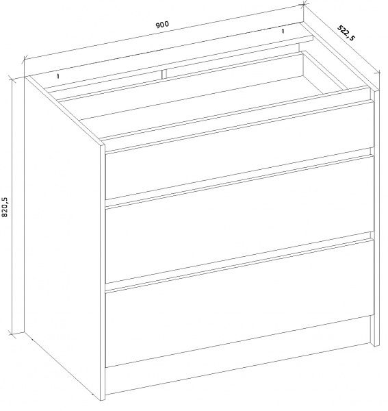 Тумба нижня МС Ідея Лофт Ня-3 90/82/525 (1+2) з ящиками Q-25 бетон Грейд