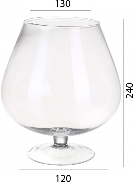 Ваза скляна прозора коньячка H245D195 