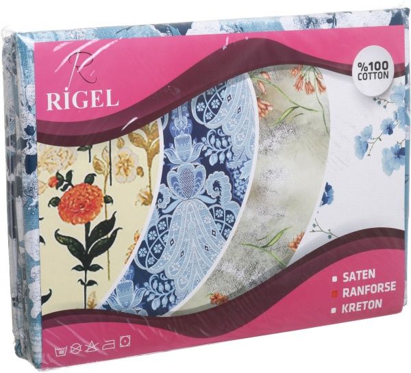 Комплект постільної білизни Квіти бірюза бірюзовий із принтом Rigel 