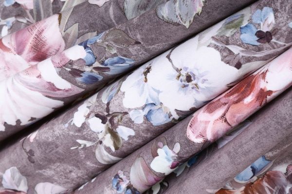 Штора Велюр Nellie 200х275 см серый с принтои La Nuit