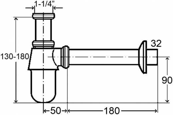Сифон для умывальника Viega A45A хром.бутыл., Б / н, 1 января / 4х1 1/4 100674