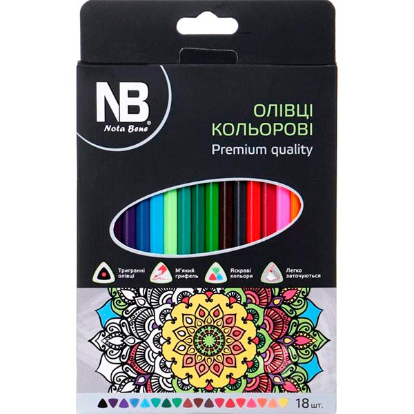 Карандаши цветные Soft 18 шт. Nota Bene