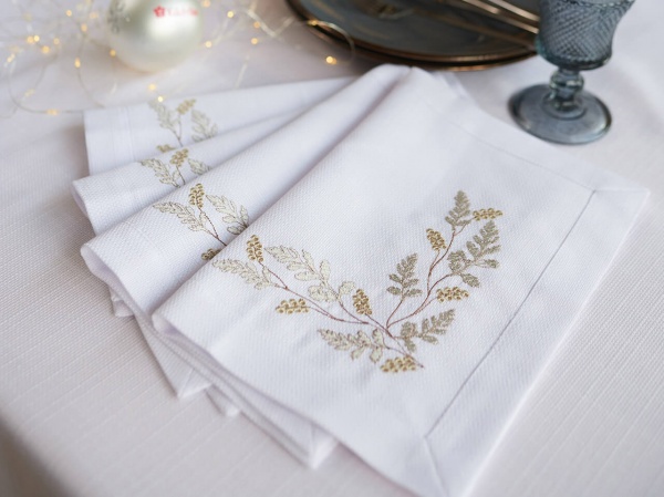 Салфетка Эдельвика Золотые цветы 30x40 см белый 