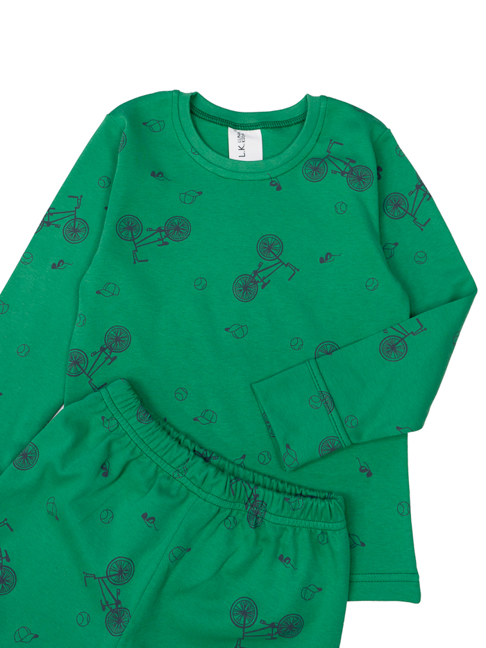 Пижама для мальчиков Luna Kids Велосипеды р.80-86 зеленый 0193