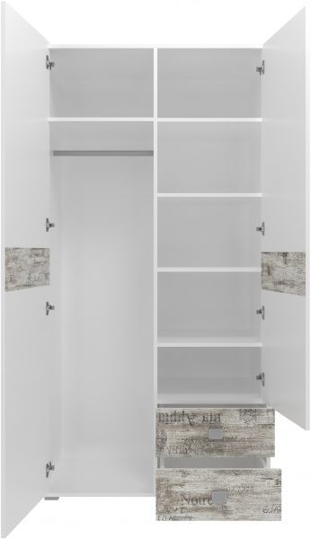 Шафа гардеробна ПАМП шафа 2D2S 1000х1980х560 білий 