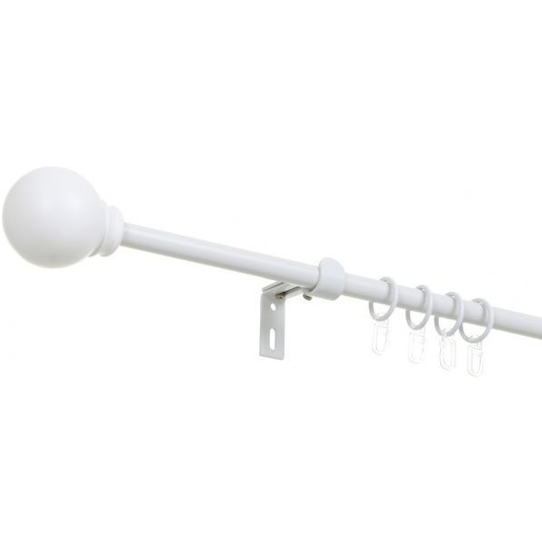 Карниз Bella Vita Шар білий гладкий одинарний укомплектований d16 мм 160 см білий 