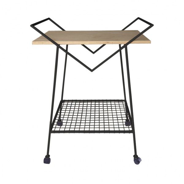 Сервірувальний столик Cube чорний / натуральний 550x350x700мм Woodville 
