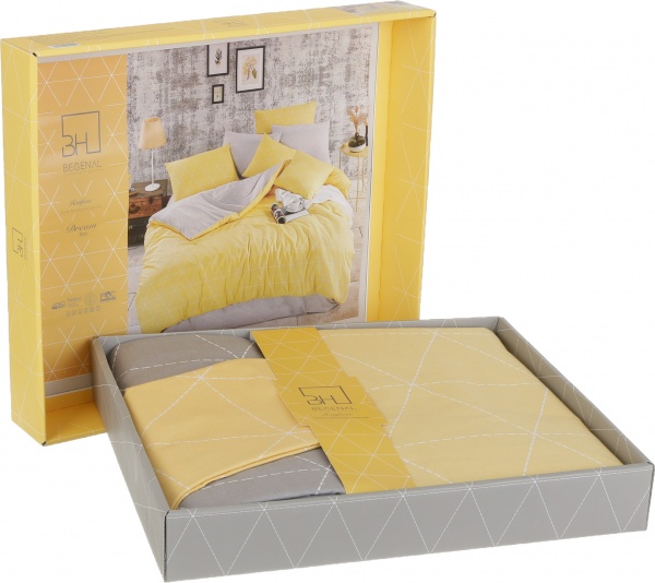 Комплект постільної білизни Rhomb 2 140 TC жовтий La Nuit 