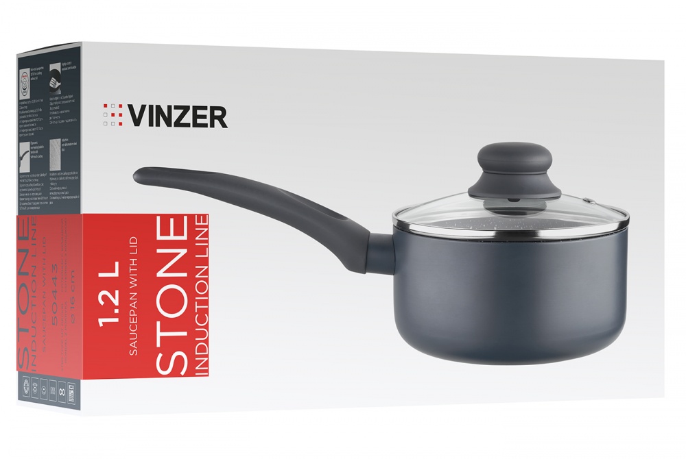 Сотейник с крышкой Vinzer Stone Induction Line 1,2 л 5044