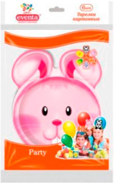 Тарілки одноразові Eventa звірята 20 см в асортименті 6 шт.