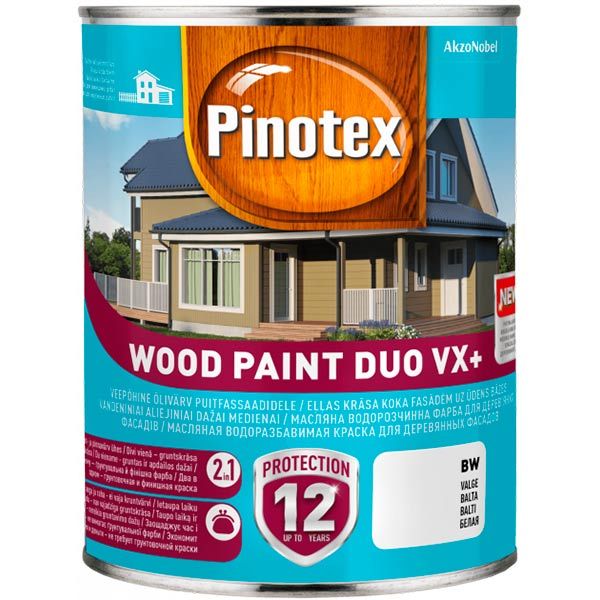 Краска Pinotex WOOD PAINT DUO VX+ BW полуглянец білий 2,5 л