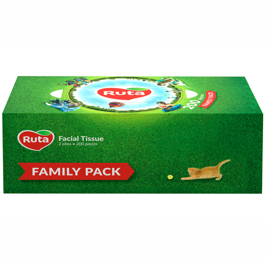 Салфетки гигиенические в коробке Ruta Family Pack Brick 200 шт.